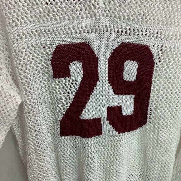 Oversized Jersey Shirt Graphic V Neck Crochet Pullover Sweater Xl - Picture 4 of 6